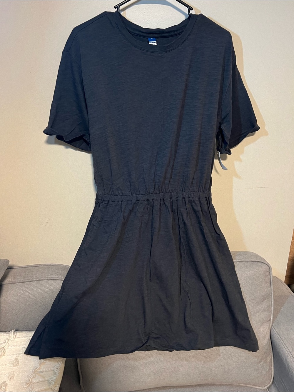 Old Navy charcoal Elastic-Waist Short Sleeve Mini Dress